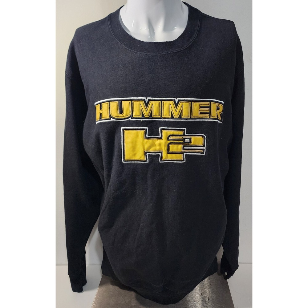Steve & Barrys‎ Sweatshirt Men Medium Black Hummer H2 Pullover Crew Neck Y2K VTG